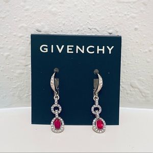 GIVENCHY Ruby White Crystals Luxury Earrings OS NWT